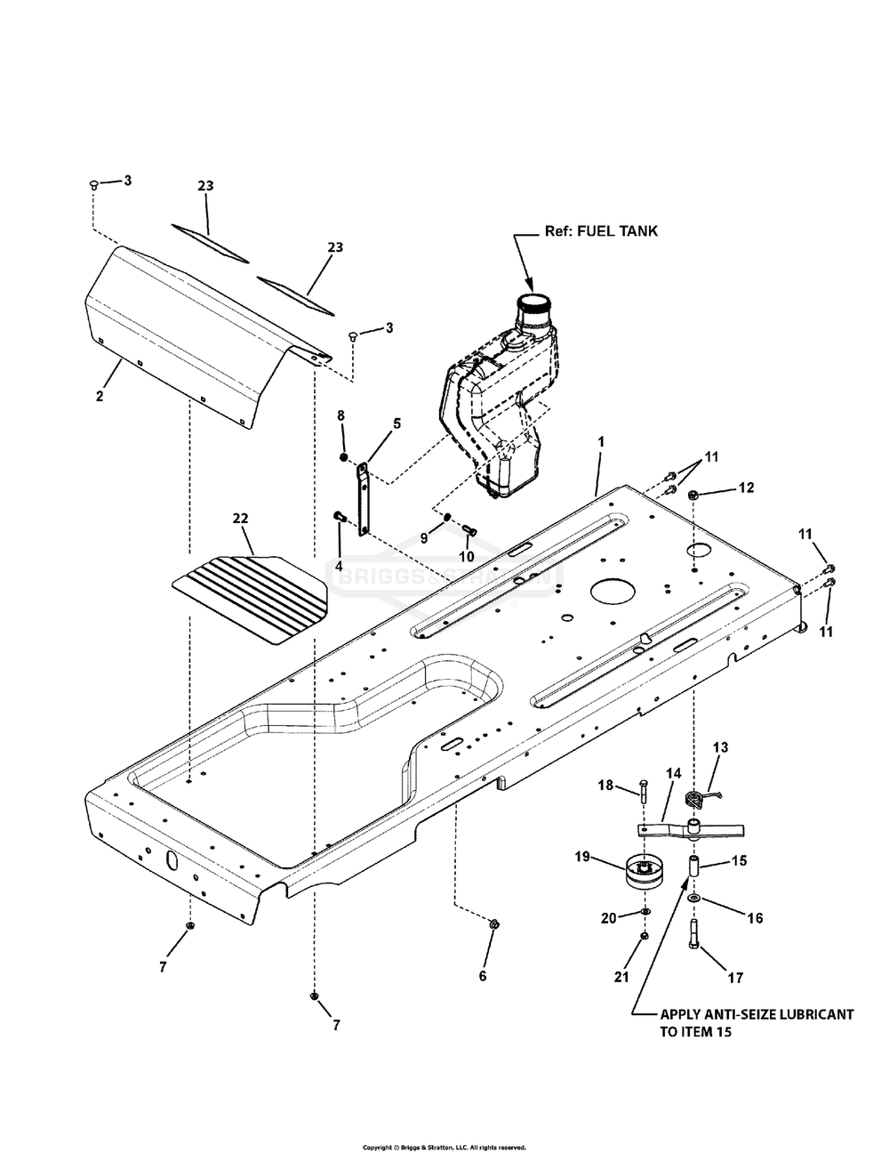 Frame Assembly Diagram and Parts List for 7800819 (C950-60107-0)(2011) Briggs and Stratton Lawn Tractor